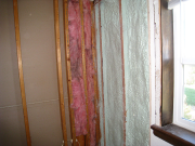 Exterior wall by master shower is insulated with closed cell foam