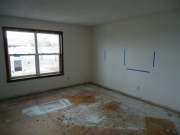 Carpet removed in study - taped for future shelves