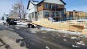 Roof trusses being dropped off