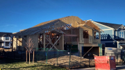 Shape of house with roof trusses installed