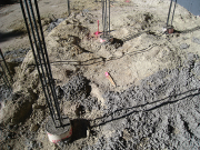 Caissons for Patio with Concrete & Steel Placed  