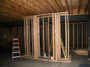 Basement Fireplace Walls Framed  