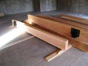 Living Room 6x14 Beams with Hangers Installed  