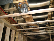 Soffit in Basement with Can Lights  
