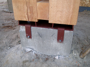 Rear Porch Post Bases Bolted & Welded  