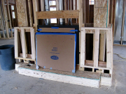 Living Room Fireplace Battered Walls being Framed  