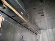 Swim storage ceiling sheathed with foam