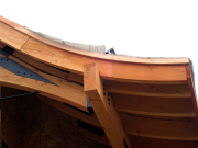 Detail of trim pieces on gables