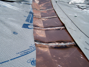 Detail of soldered roof copper valley