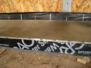 Flashings detail for battered walls at patio