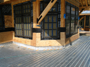 Battered walls on south patio walls
