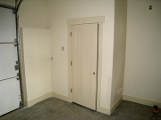 Garage walls and trim are painted