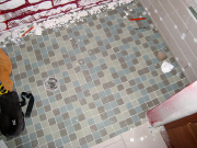 Master shower floor during installation