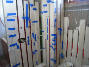 Master shower tile installation in progress