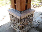 Stone and sill around four ply columns