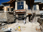 Stone is finished on walkout walls