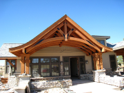 Timber trusses are stained