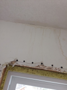 Moisture intrustion in master bedroom due to snow at gable