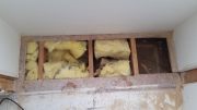 Old insulation at floor cantilever was extremely poor