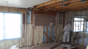 New foam insulation in kitchen wall