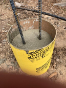 Steel rebar being placed into the pier