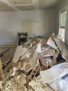 Drywall demolition debris