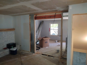 Framing new double door from living room to family room