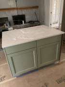Island countertop in place