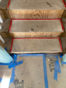 Tack strip installed on stairs