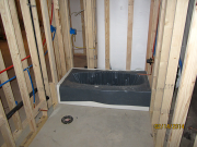 The tub is protected during construction