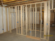 Closets between bedrooms are framed