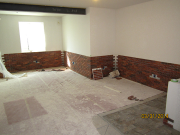 Installing thin brick wainscot