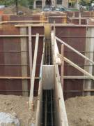 Rebar inside form & walls braced