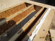 We foam gap behind LVL ledgers for tighter air infiltration control