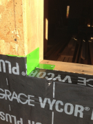 Vycor & green corners used to prevent moisture intrustion