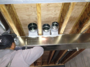HVAC boots on trunk line properly sealed more efficient airflow