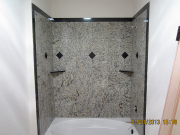 Granite tiles in hallway bathroom