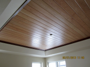 Master bedroom ceiling with dark trim