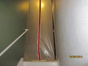 Plastic Zip door at stair landing