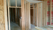 New closet and hall walls are framed