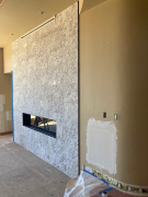 Fireplace with metal trim