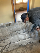 Laundry room tile demolition