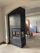 Master fireplace before grout