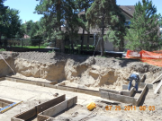 Forming end of porch footing