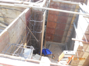Entry columns reinforced with additional rebar