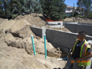 2-way sewer cleanouts to left of entry porch