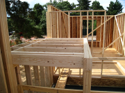 Stair landing being framed