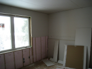 Drywall hanging in progress