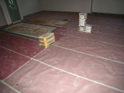 Garage floor protected before taping