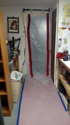 Dust protection at entrance to bathroom area